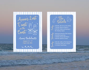 Uitnodigingssjabloon Coastal Bachelorette – Last Toast on the Coast (digitale download Canva)