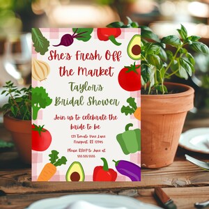 Fresh off Market - Bridal Shower Invitation, Canva Digital Template, Fresh off the Market, Fruit themed Bridal Shower, Farmer&#39;s Market