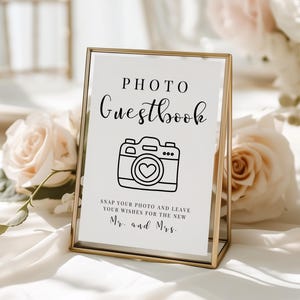 Printable Wedding Photo Guestbook Sign Polaroid Guest Book Signage Take a Photo for the New Mr and Mrs Welcome Table Sign PDF Download