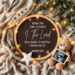Religious Baby Announcement Template When The Time Is Right Christian Pregnancy Reveal Canva Editable Digital Download Social Media Post