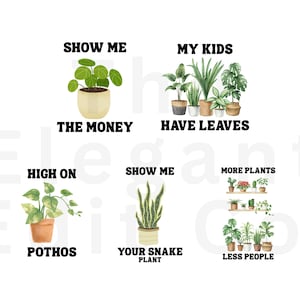 面白い植物の名言 SVG PNG バンドル: 気の利いた植物愛好家のクリップアート (デジタルダウンロード)