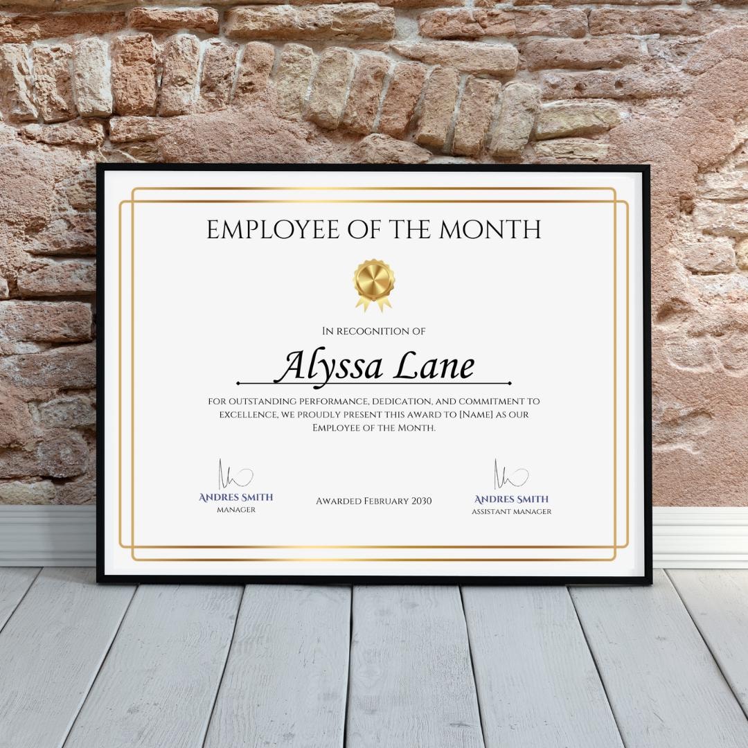 Editable Employee of the Month Certificate Template (canva Digital ...