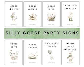 One Silly Goose Party Signs | Birthdays | Baby Showers | 8 Editable Canva Template (Instant Download)