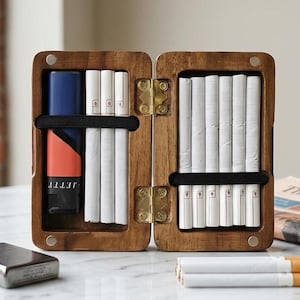 unique cigarette holder X-LIGHTER Vintage Case with Lighter for 100's, Smell Proof, Retro Metal Cigarette Cases 100s King Size, Funny Smoking Set for Women Men, Christmas Gift (No Gas) : Health & adding an element of intrigue and sophistication to your smoking ritual Metal Carry Cigarette Case, Double
