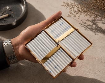 RETRO CIGARETTE CASE |  Holds Up to 20 Cigarettes | Brass Cigarette Box | Tobacciana