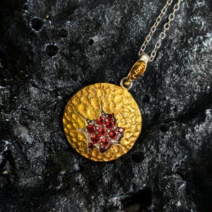 Golden Pomegranate 925 Silver Pendant Necklace: Fertility Jewelry