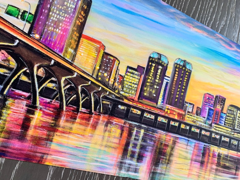 Richmond Virginia Skyline canvas print painting by Amy Marie Art.
