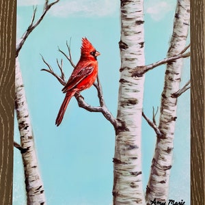 Cardinal Birch Tree Canvas Print. Painting by Amy Marie Art. - Etsy