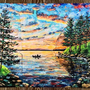 State of the Art Summer Silhouettes by Amy Marie Art. BWCA Minnesota Lake canvas.