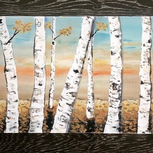 Minnesota Art Painting Canvas Print . State of the Art Birch Trees. By Amy Marie Art.