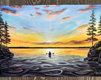 Minnesota Kayak Canvas Print: Peaceful Lake Paddle Art