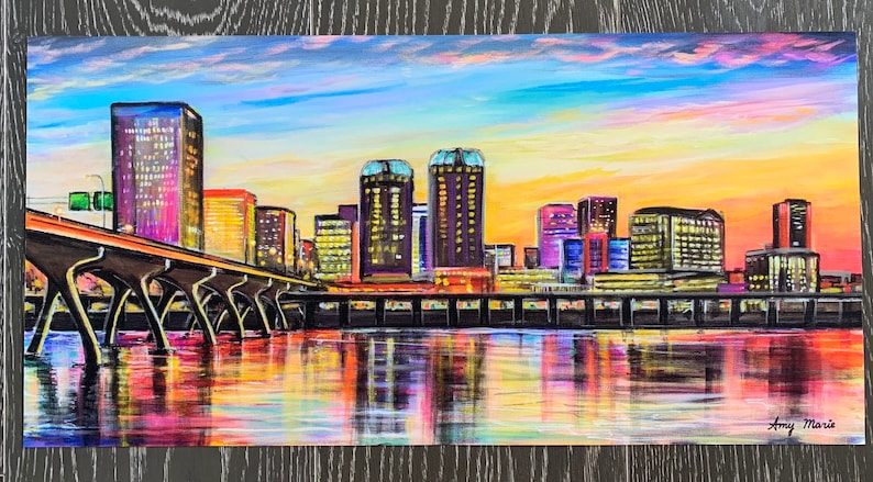Richmond Virginia Skyline canvas print painting by Amy Marie Art.
