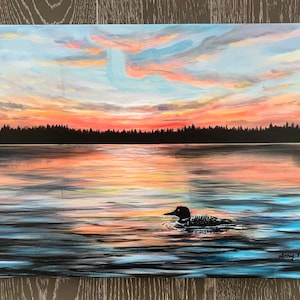 Minnesota Loon Canvas Art painting.. Multiple sizes available.