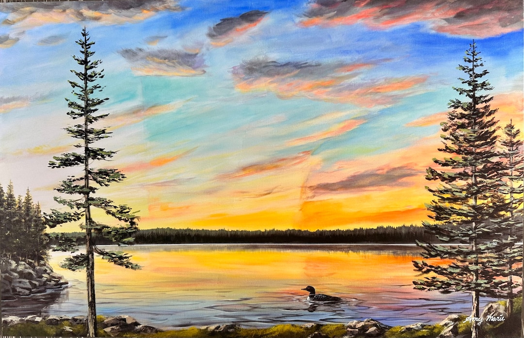 State of the Art Northwoods Loon Canvas Print. Painting by Amy Marie ...