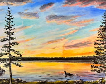 Northwoods Loon Canvas Print by Amy Marie Kulseth