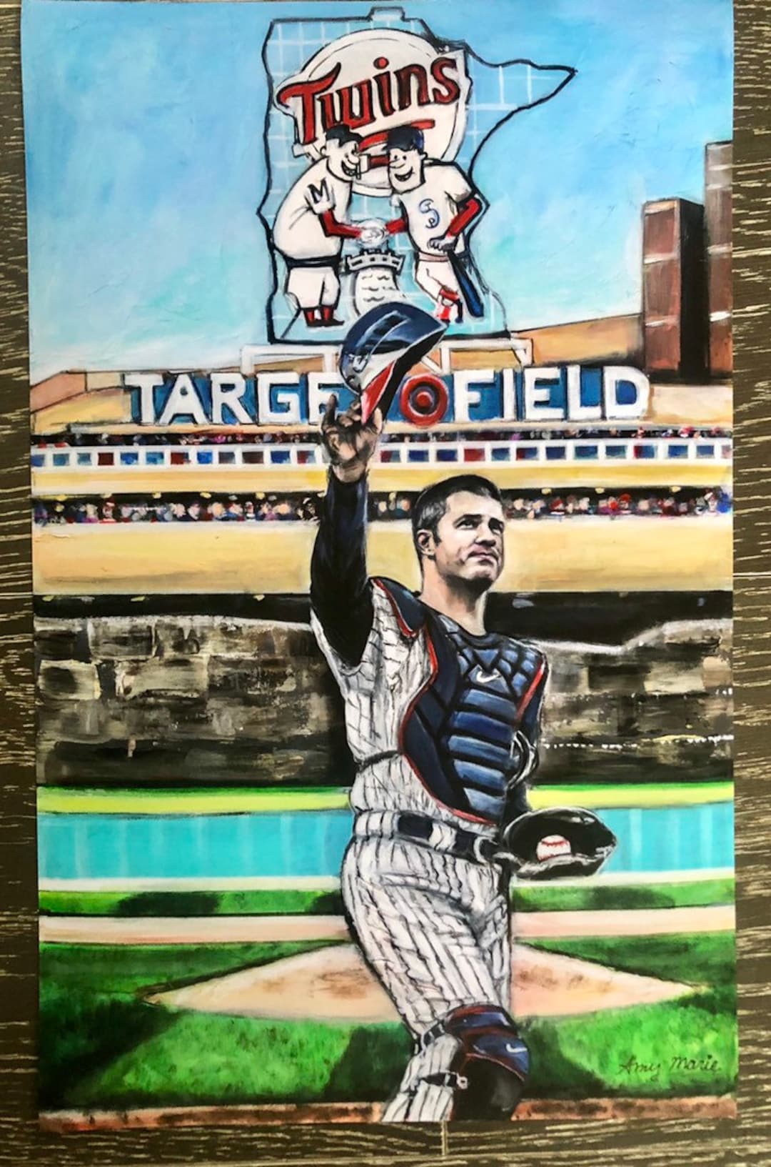 Joe Mauer Art Painting Canvas Print. Painting by Amy Marie Kulseth