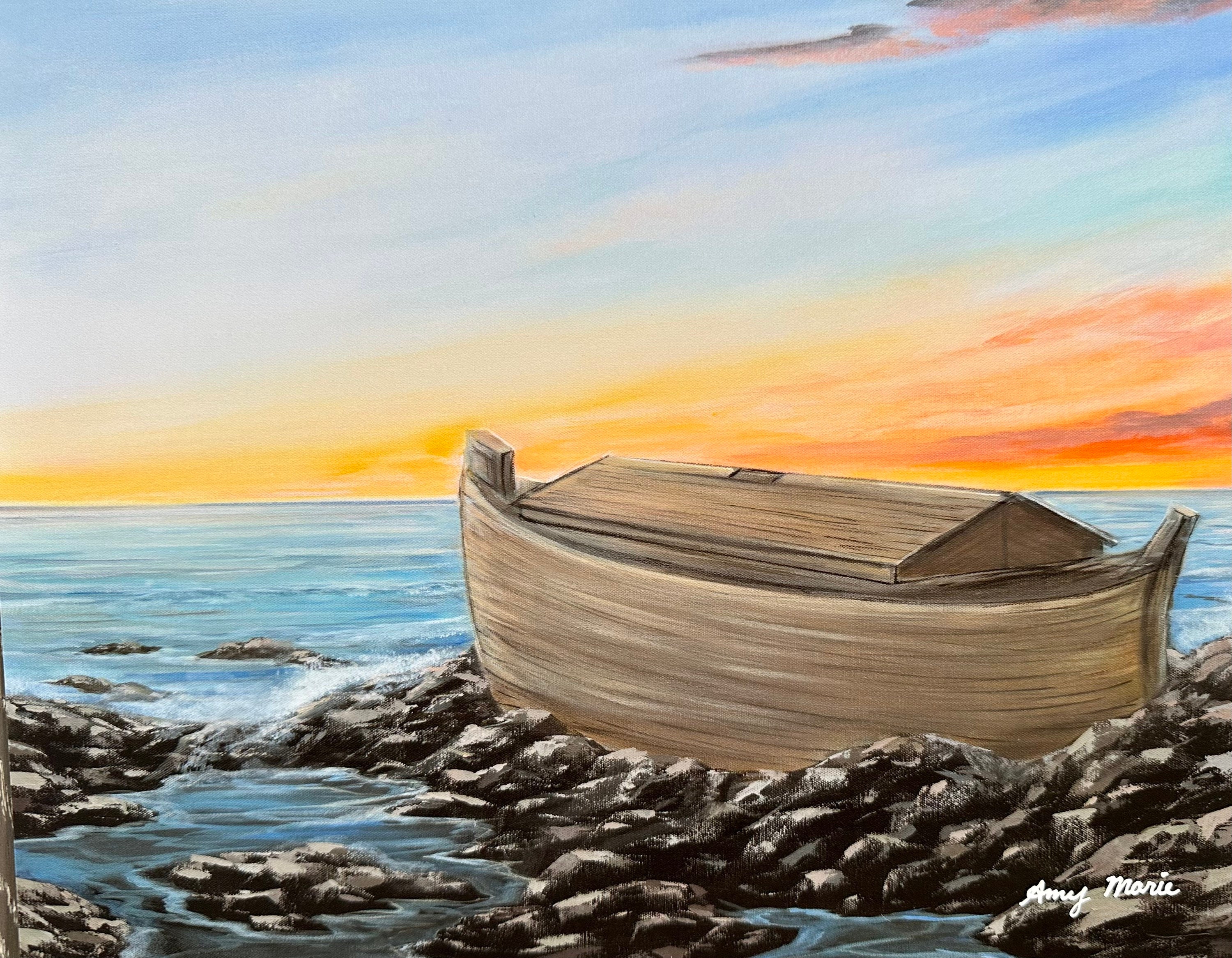Noah's Ark Canvas Print. Religious Painting by Amy Marie Kulseth