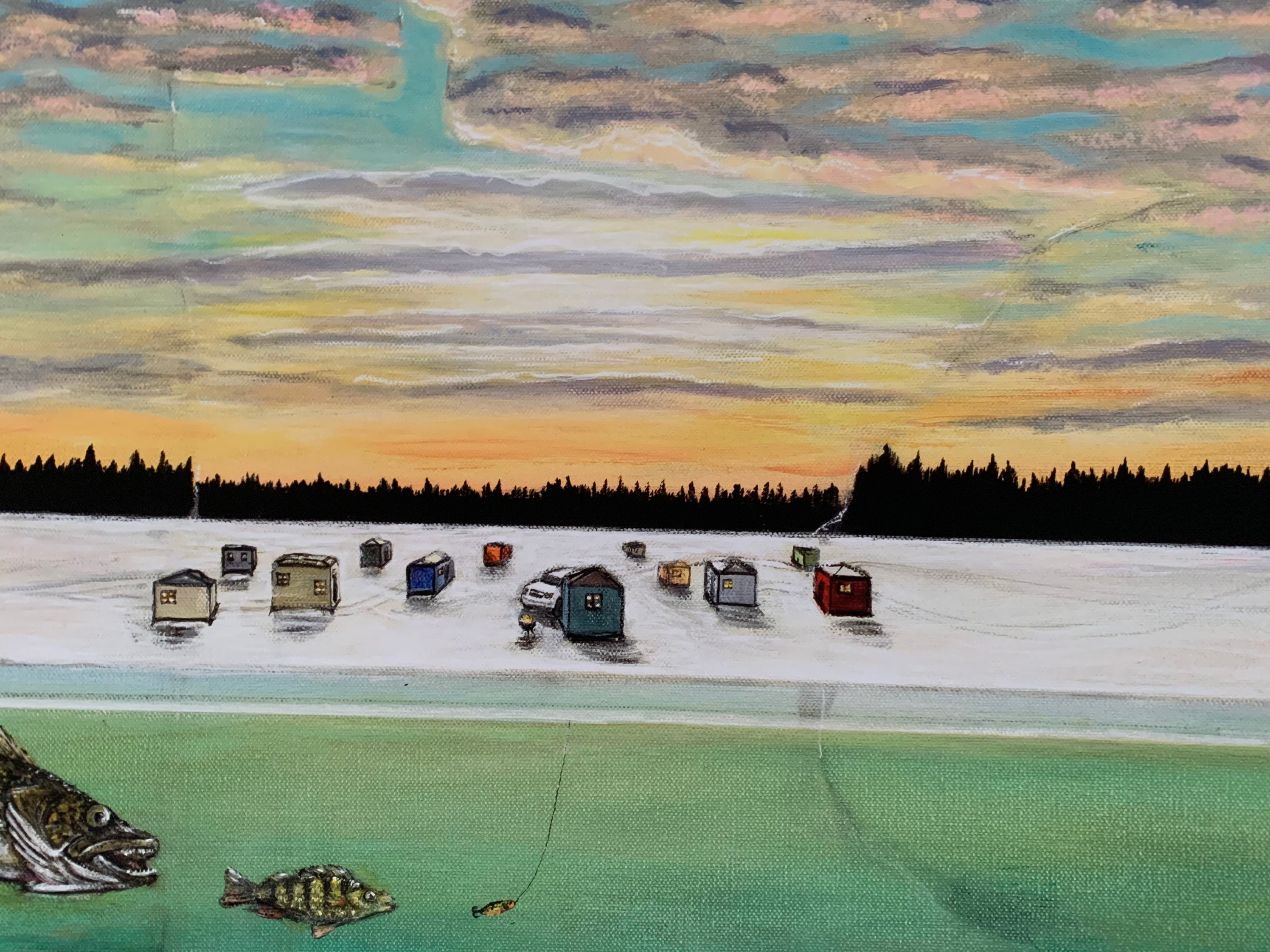 Minnesota Ice Fishing Canvas Print: Cabin Man Cave Decor - Etsy