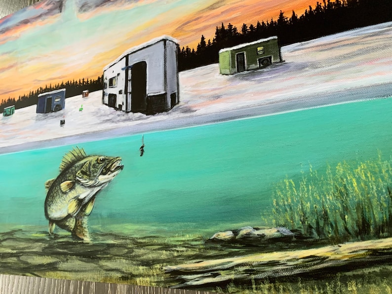 Minnesota Ice Fishing Canvas Print state of the Art Sunset Etsy Hong Kong