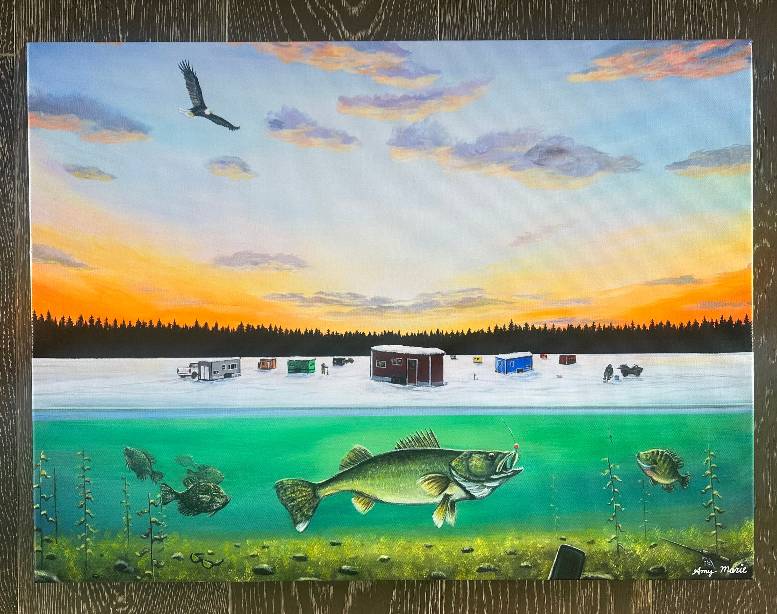 Ice Fishing Painting - Etsy