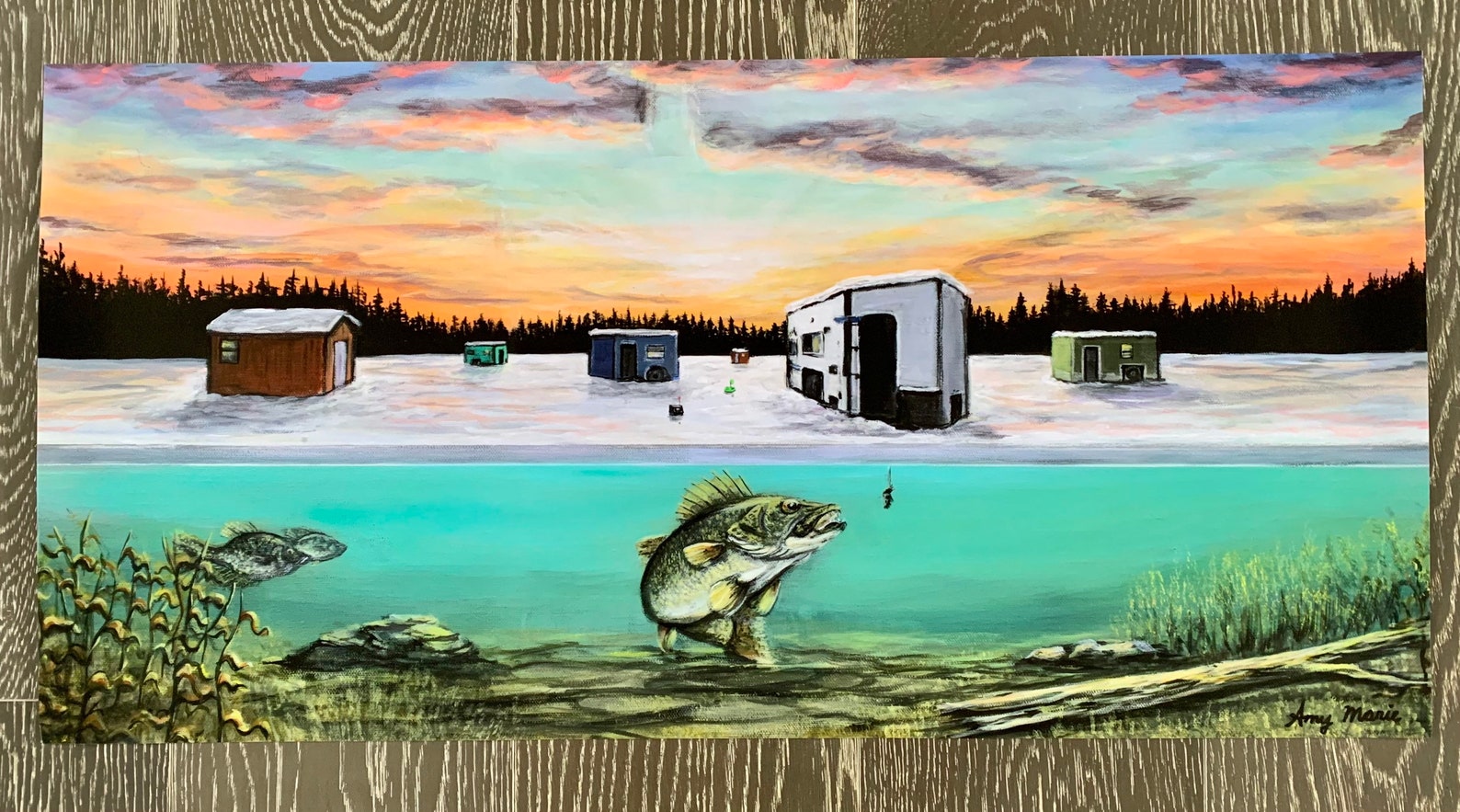 Minnesota Ice Fishing Canvas Print state of the Art Sunset Etsy Hong Kong