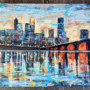 Impresión en lienzo "Reflejos de arco de piedra". Pintura de Amy Marie Kulseth.