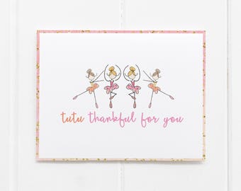 Autumn Gold Ballerina Ballet Party Thank You Cards
