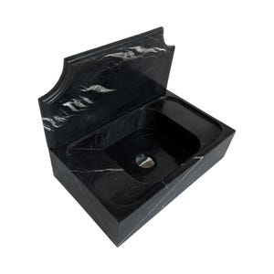 Ready To Ship! Nero Marquina Marble Sink, Powder Room Sink, Wall Mount Sink, Farmhouse Decor, Bathroom Vanity, Small Sink, Stone Sink