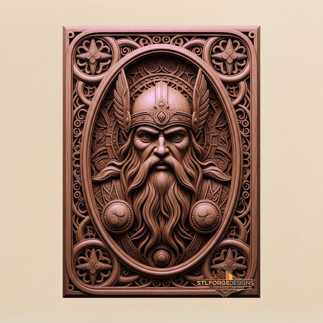 Viking Warrior Bas-relief STL File: Norse CNC Router Design (digital ...