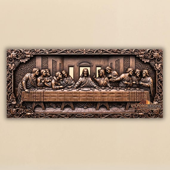 Last Supper Panorama – Christian CNC Relief File | 3D Wall Art STL Model
