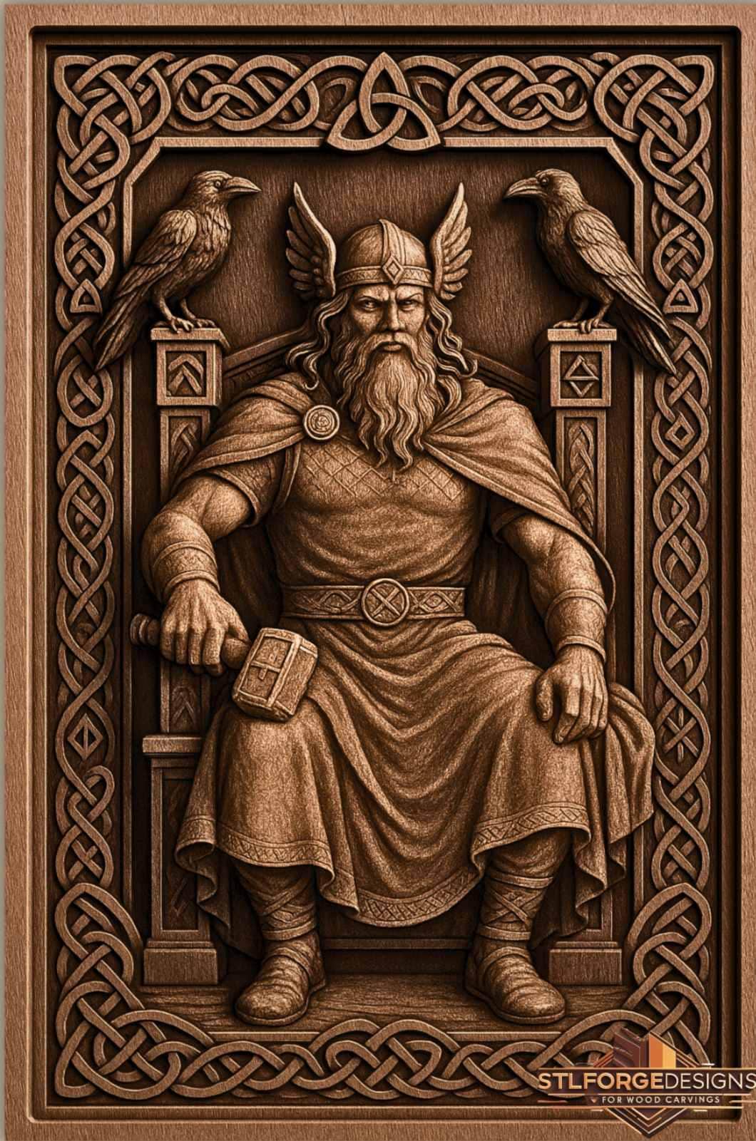 Odin Viking STL File for CNC Router • Norse Bas Relief 3D Model ...