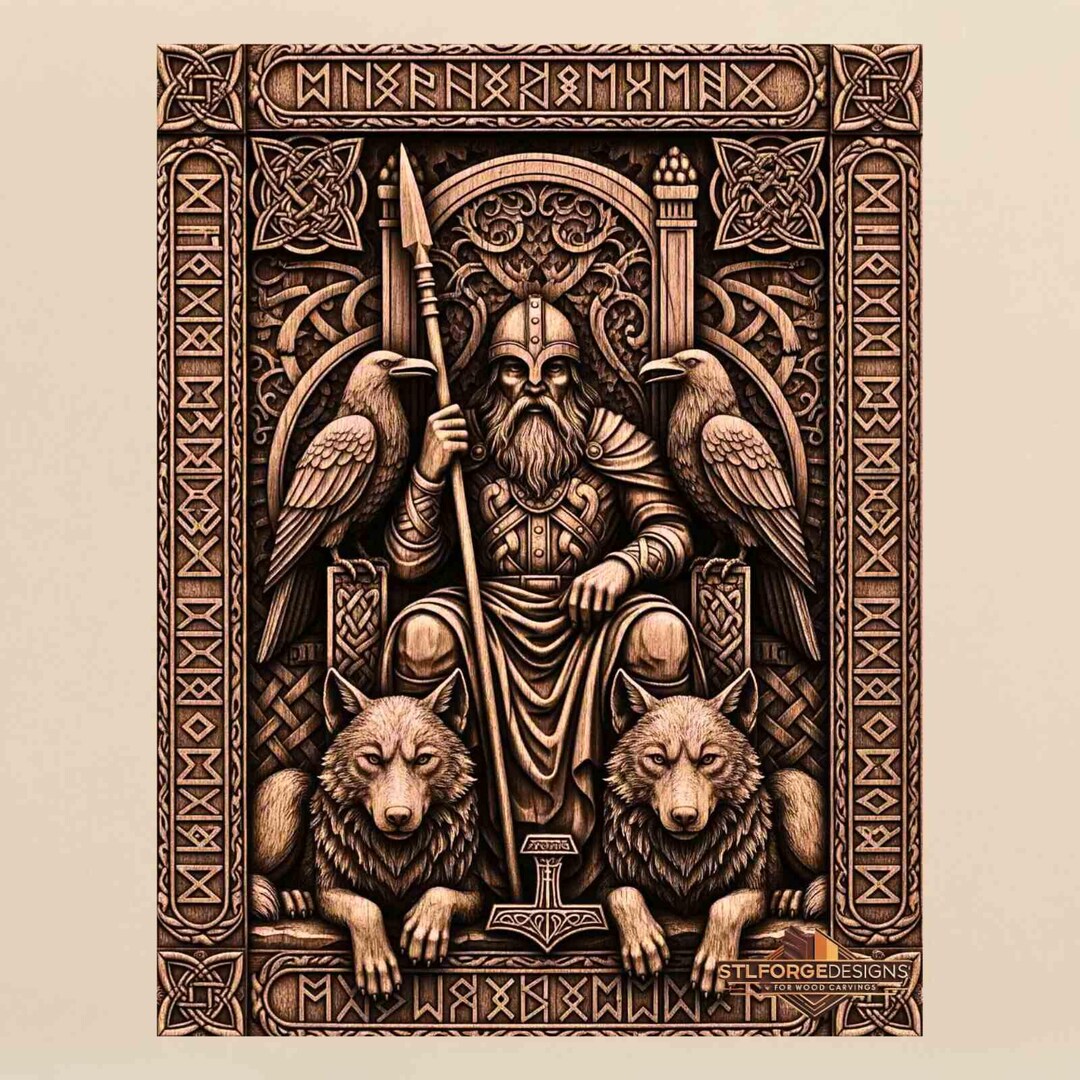 Odin Throne STL File | Norse God Relief for CNC | Viking Wall Panel ...