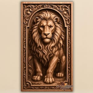 Lion 3D STL Relief: CNC Wood Carving File (Digital Download)