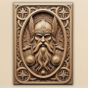 Viking Warrior STL File – Norse CNC Bas-Relief for Router or Laser – Viking Wall Panel – High Detail 3D STL for Carving Digital Download