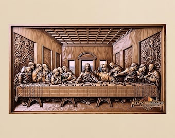 Last Supper STL File – 3D Relief Model of Jesus & Apostles | CNC Router Christian Religious Carving | Aspire  VCarve Ready Digital Download