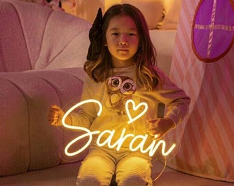 Letrero de neón personalizado, letrero de neón LED, letrero de neón con nombre, decoración para el hogar y la pared, letrero de neón infantil, letrero con nombre, regalo personalizado, decoración de habitaciones, letreros LED