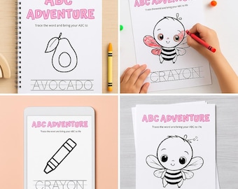 Kolorowanka z alfabetem od A do Z | ABC Tracing Printable for Kids | Nauka w przedszkolu | Arkusze edukacyjne dla maluchów | Pobieranie cyfrowe