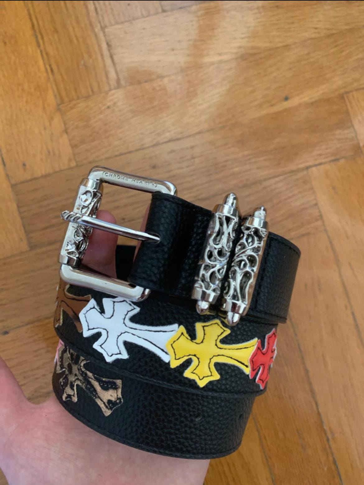 Roller belt silver × gray Chrome Hearts Roller Belt - Etsy