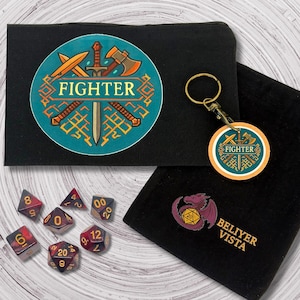 Fighter Class Set | Limited Launch Price | DnD Gift Pack | Beliyer Vista RPG Loot | Themed Dice, Token & More