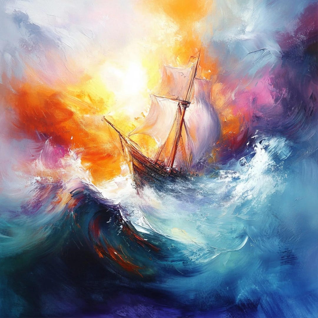 BORN IN A STORM - Abstract Sea Voyage - Canvas - Etsy