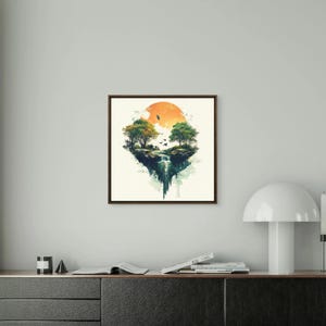Waterfall Forest Framed Poster | Surreal Nature Wall Art Print | Modern Landscape Bedroom Decor — FALLEN LIGHT