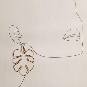 Monstera Leaf Earrings: Wire Boho Statement Earrings image 3