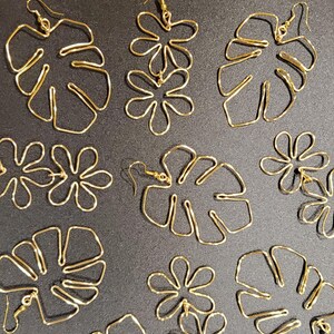 Monstera Leaf Earrings: Wire Boho Statement Earrings image 4