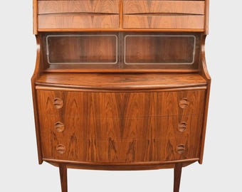 Vintage Danish Mid Century Modern Rosewood Secretary Desk by Falsig Mobler