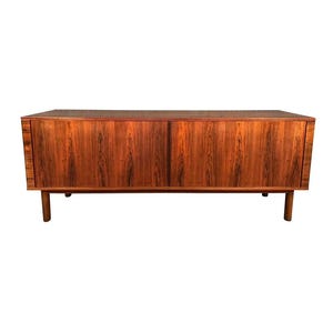 Vintage Danish Mid Century Modern Rosewood Tambour Door Credenza By Hornslet Mobelfabrik