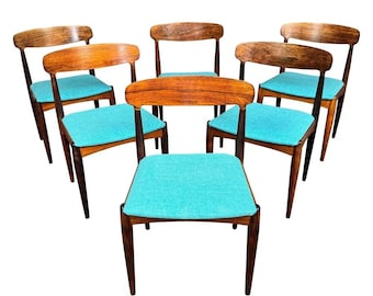 Set Of 6 Vintage Danish Mid Century Modern Rosewood Dining Chairs By Johannes Andersen