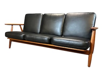 Vintage Danish Mid Century Modern "Cigar" GE-240 Sofa by Hans Wegner for Getama Mobelfabrik