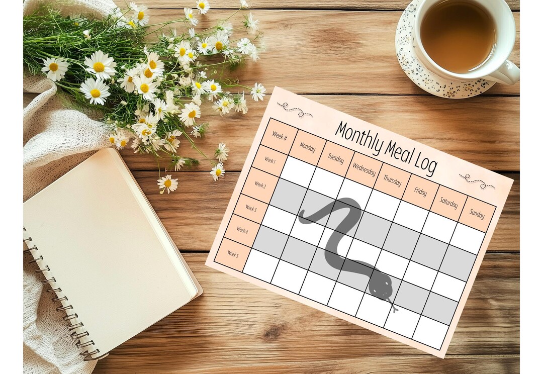 Snake Meal Calendar, Snake Meal Chart, Weekly Diet, Reptile Care Chart ...