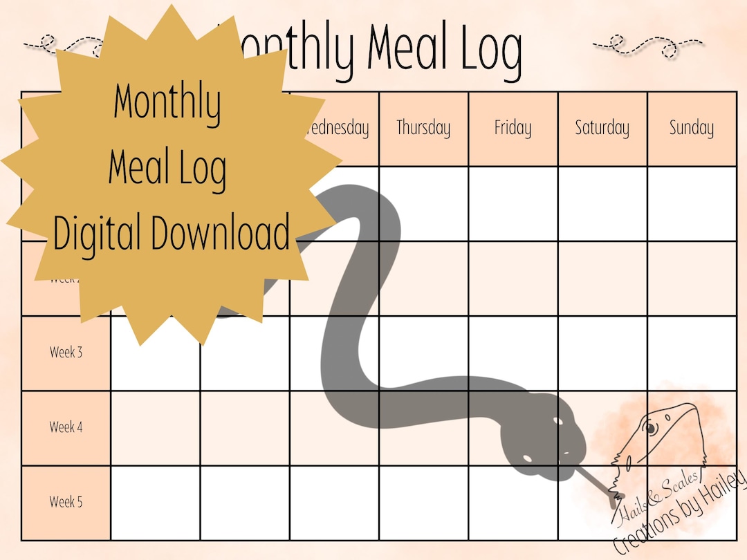 Snake Monthly Meal Chart: Feeding Tracker Digital Download, Printable ...