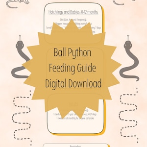 Cute Ball Python Feeding Guide, Digital Download, Printable Downloadable, Ball Python Care Sheet, Snake Meals, Ballies, Reptiles, Snakes